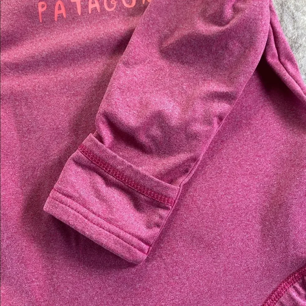 Patagonia Spell out Fuchsia  Long Sleeve Capilene Baselayer Bodysuit Size 12-18M